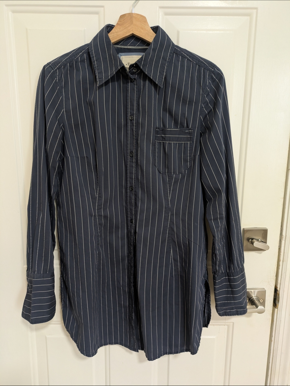 Esprit Tailored Dark Blue Pinstripe Casual Button-Down Shirt